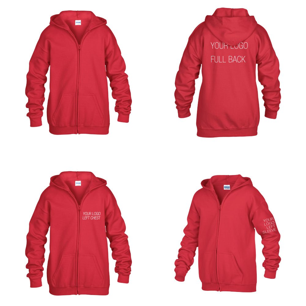 Gildan Heavy Blend™ 50/50 Full-Zip Hooded Sweatshirt Hoodie G186B - Youth