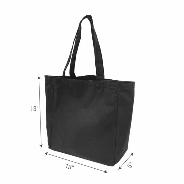 Bulk 10 pcs / Pack - 13"W x 5.5'D x 14"H Black Canvas Tote Bags with Side and Bottom Gussets - 8oz