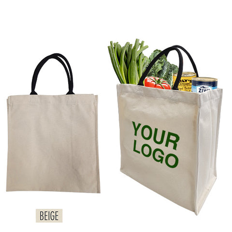 Canvas Grocery Tote Bag 13” W x 7"D x 14” H -12oz