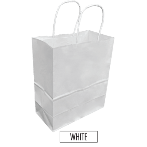 Bulk 250pcs per Box -  Plain/Blank White Paper Bags - Vanity Size 10"W x 5"D x 13"H