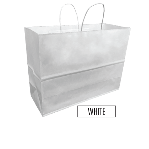 Bulk 250pcs per Box -  Plain/Blank White Paper Bags - Fashion Size 16"W x 6"D x 12"H