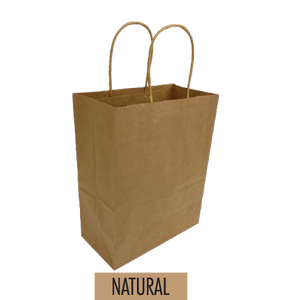 Bulk 250pcs per Box -  Plain/Blank Kraft Paper Bags - Petite Size 8"W x 4"D x 10"H
