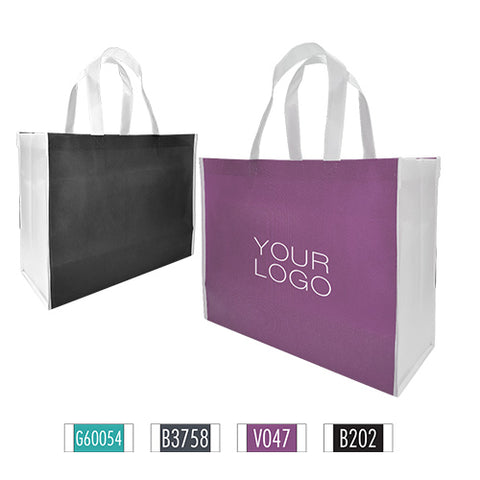 Heavy Duty 2 Tone Mixed Colour Promotional Non-woven Shopping Bags - Large 17"W x 7"D x 13"H - 100gsm