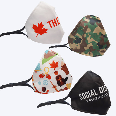 4 Different Designs Adult Reusable Masks with Canadian theme - Adjustable Elastic Earloop (Group order 4 pcs or more for better price, you can mix the designs)